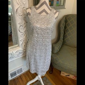 White House Black Market silver sequins mini dress size 6